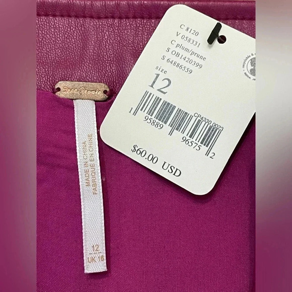 Free People Maya Mod Vegan Leather Full Front Zip Mini Skirt New size 12 - Picture 7 of 8